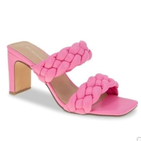 BCBGeneration Finaa Slide Pink Braided Heel Sandal 6.5 - Picture 7 of 7